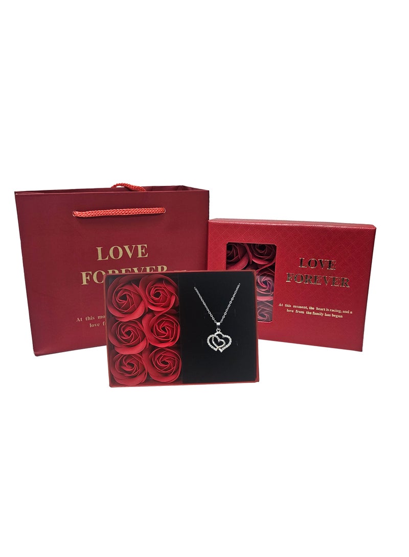 المنزل الذكي هوم سمارت ورد صناعي مع مجوهرات - 6 قطع من الورود والمجوهرات مع علبة هدايا جميلة للزوجة، والصديقة، والأم، والأخوات في أعياد الميلاد، وعيد الحب، والذكرى السنوية، والعيد، أو المناسبات الخاصة. - Image 1